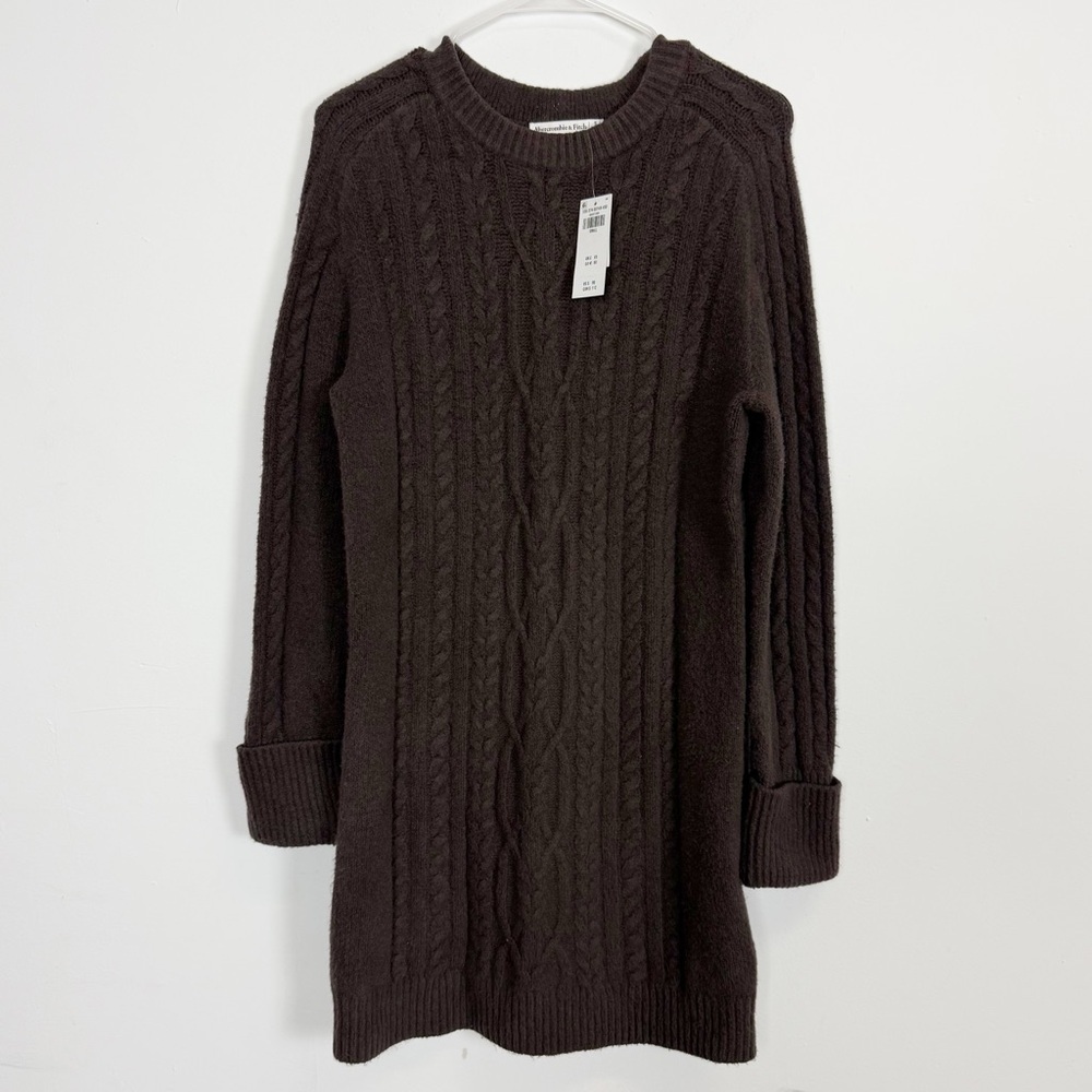 Abercrombie Fitch Knit Sweater Dress Womens Small Brown Crewneck NWT